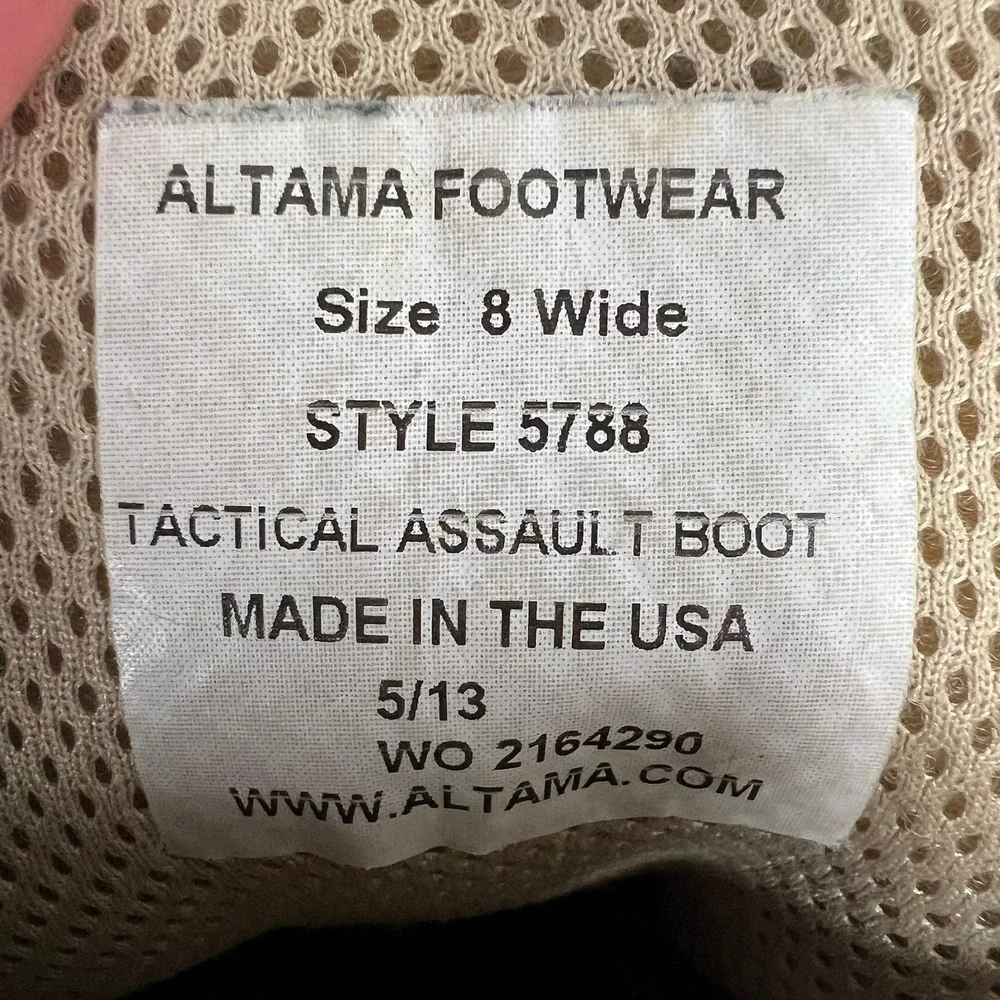 Altama 5788 Tactical‎ Assault Boots Mens 8 Wide Coyote Tan Suede Made in USA